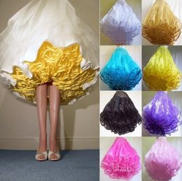 Fluffy Ruched Petticoats Mini Short Length Custom Made Ruffles Tulle Colorful Petticoat 1950s Style 2015 Tutu Skirts Underskirt For Dresses