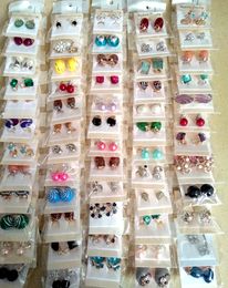 Wholesale Random 24 Pairs Women Fashion Diamond Earrings Lady Pearl Earrings Girl Wedding Charm Earrings Stud Top Mixed Pair Jewelry NEW