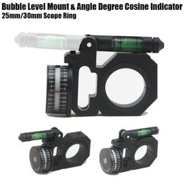 25mm/30mm Universal Scope Rings Flippable Bubble Level Mount and Angle Degree Cosine Indicator for Rifle Scope Sight Black