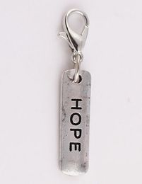 Wholesale 20PCS/lot Vintage Silver Hope Lucky DIY Charms Dangle Pendant with Lobster Clasp Fit For Memory Floating Locket