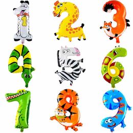 16 inch Animal Number Foil Balloons Kids Party Decoration Happy Birthday Wedding Decoration Ballon Gift