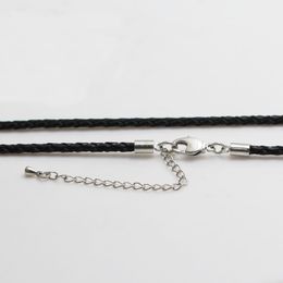 Beadsnice necklace leather friendship necklace black leather cord with silver plated lobster clasp adjustable necklace for women ID 24500