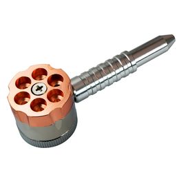 Formax420 Metal Six Shooter 2 Pieces Smoking Pipe with Herb Grinder High Quality Products Free Shipping