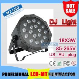 X24pcs Großhandel Superhelle Hochleistungs-DMX512-LED-Lampe 18X3W RGB-Par-Licht Led Flat DJ Equipments Controller Kostenloser Versand