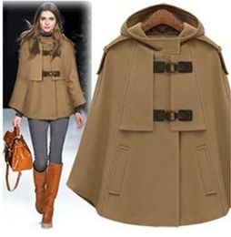 UK Brand New Fashion Autumn Winter Brown Navy Cashmere Hooded Cape Coat Nibbuns Women Cloak Casacos Femininos Free shipping