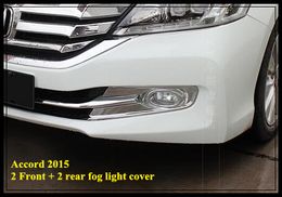 High quality ABS chrome 2pcs front fog light cover+2pcs rear fog light cover For HONDA Accord 2015