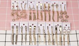 Random mixing 15 style 15Pairs/lot girl Madam Tassels crystal Earrings Rose Gold / gold / silver Shining Hanging Earringst