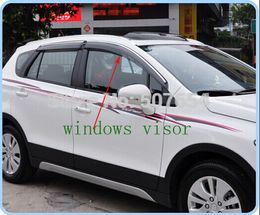 High quality ABS 4pcs black Windows visor,Rain eyebrow with bright trim for Suzuki S-cross 2014