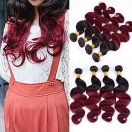 Malaysian Virgin Hair Body Wave Weave Beauty High Quality Ombre Hair Extension 1B Burgundy 3pcs Lot 100% Unprocessed Remy Human Hair Weaving