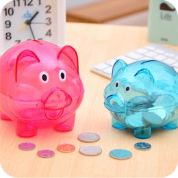 Storage BottlWedding gifts Lovely Candy Coloured transparent plastic piggy bank money boxes Princess crown Pig Piggy Bank Kids Girl186d