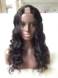 Parrucche con parte a U per capelli umani, ondulata, vergine, indiana, non trasformata, parte centrale ondulata per donne nere