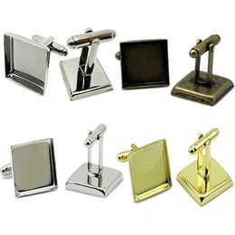 Beadsnice cufflink mounting cufflink component with square bezel trays brass cuff link blanks diy jewelry findings ID 32269