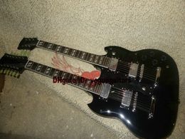 6/12 strings 1275 Double Neck Led Zeppeli Page Signed Aged black body 12 strings Electric guitar