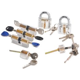 Hot Sale 7pcs Transparent locks Combination Practice Locksmith Training Tools Cutaway Visible Lock Pick Sets