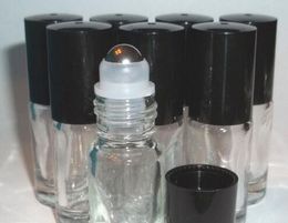 MINI ROLL ON Clear GLASS BOTTLES ESSENTIAL OIL Steel Metal Roller ball fragrance PERFUME bottle