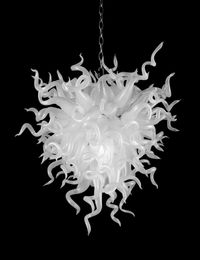 Lamps Frosted White Contemporary Chandelier 110v/240v LED Bulbs Hand Blown Glass Chain Chandeliers