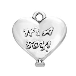 Free shipping New Fashion Easy to diy 20Pcs it's a boy heart charms for man jewelry making fit for necklace or bracelet