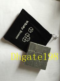 Whisky stones with velvet bag whiskey wine rocks ,Soapstone Beverage Chillers Christmas Valentine's Father's Day gift