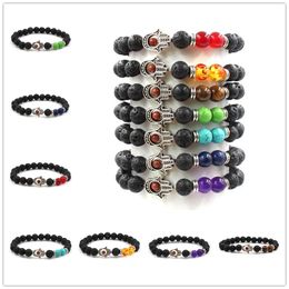 Fashion Natural Black Lava Stone Palm Chakra Bracelet Aromatherapy Essential Oil Diffuser Bracelet For Women Men