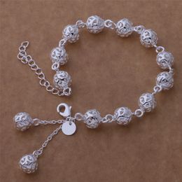 Free Shipping with tracking number Top Sale 925 Silver Bracelet Fine thread empty ball Bracelet Silver Jewelry 10Pcs/lot cheap 1786