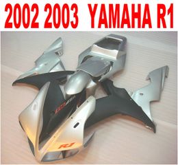 Lowest price fairing kit for YAMAHA Injection Mould YZF-R1 2002 2003 matte black silver plastic fairings set yzf r1 02 03 HS33
