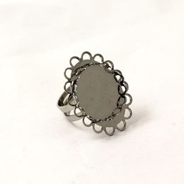 Beadsnice Jewellery finding handmade ring base fit 18mm round gemstone ring blanks adjustable size bezel ring base lace oval ID 28948