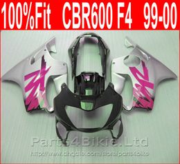 -argento rosa Personalizzare carrozzeria per Honda carenature iniezione 99 00 CBR 600 F4 corredo della carenatura CBR600 F4 1999 2000 OGXW