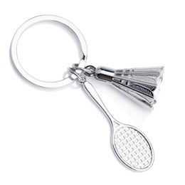 Badminton Racket Key Chains Sports KeyRings Creative Key holder Bag Accessories Fans Gifts Alloy Jewelry Wholesale