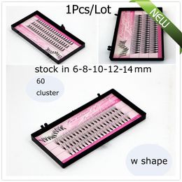 Wholesale-Free shipping 1Pcs/Lot high quality w shape super soft synhetic mink individual eyelashes extension 60 cluster/box