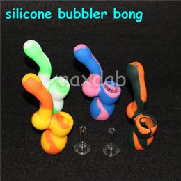 Mini Multi bongs glass water pipe silicon bubbler bong nectar 5ml silicone containers dab