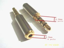 20pcs Brass 4pole 3.5mm Male to 2.5mm Female Audio Stereo Headphone Jack