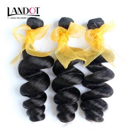 4Pcs Lot 8-30Inch Malaysian Loose Wave Curly Virgin Hair Grade 7A Unprocessed Human Hair Weave Bundles Natural Black Extensions Double Wefts