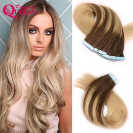 #4/18/4/18 Colour Tape In Human Hair Extensions Brazilian Straight Hair Skin Weft Virgin Human Hair Weave 50g 20pcs/Set Free Shipping