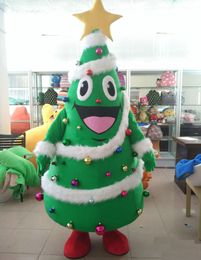 2017 Factory direct sale the head happy big green Christmas tree mascot costume for adult to wear