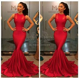 -2015 Plus Size Red Abendkleid Kaftan Arabisch Kleider Mermaid Durchsichtig Top-lange Zug-Abschlussball-Kleider Schnelle Lieferung