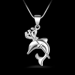 Free shipping fashion high quality 925 silver Crown Dolphins with diamond Jewellery 925 silver necklace Valentine's Day holiday gifts hot 1629