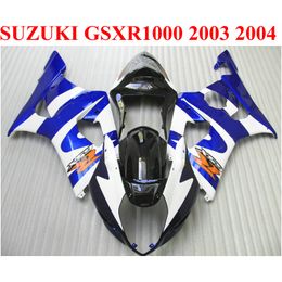 Lowest price fairing kit for SUZUKI GSX-R1000 2003 2004 K3 k4 blue white black fairings set GSXR 1000 03 04 bodykits JD8
