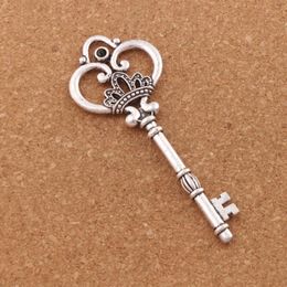 Retro Heart Crown Flower Key Charm Beads 20pcs/lot Antique Silver 32x84mm Necklace Pendant L894 Jewelry DIY