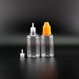 100 Pcs 30ML PET Dropper Bottle Highly transparent Child Proof Safe Plastic Dropper Bottles Squeeze Vapor bottles with colorful caps