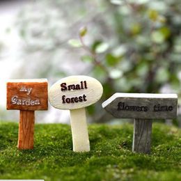 Hot Resin sign board bonsai Figurines Micro Landscape Crafts signboard miniatures fairy garden moss terrarium decor