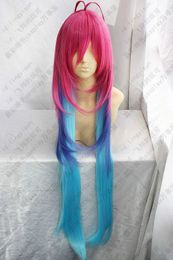 New Long Blue Purple Pink Gradient Cosplay Wigs High Temperature Wire Wigs Hair