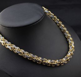 -Jóias dos homens pesados ​​Corrente bizantina ouro prata duotone colares braceletes