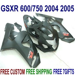 7 gifts fairing kit for SUZUKI GSXR600 GSXR750 2004 2005 K4 GSXR 600 750 all matte black fairings set 04 05 FG1