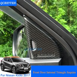 Internal Decorations Stickers ABS Car Styling Front Door Internal Triangle Sequin For Nissan Kicks 2017 Auto Door Interior Frame