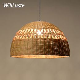 Willlustr bamboo pendant lamp dinning living room suspension light handmade hollowed-out bamboo work hotel restaurant kitchen hang lighting