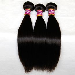 Indian Virgin Remy Hair Straight 3/4 Pcs Lot Unprocessed Indian Silky Straight Human Hair Weave Bundles Natural Black Extensions Double Weft