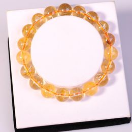 Wholesale Fashion natural jewelry Citrine 10MM Round Beads Semi precious stone Crystal Chunky red bracelets bangles for women love gift