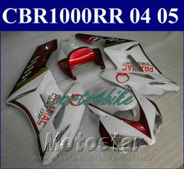 Lowest price fairing kit for HONDA Injection mold fairings CBR1000 RR 04 05 red white PRAMAC bodywork set 2004 2005 CBR1000RR SL34
