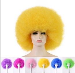 Big Explosive head wig fluffy football soccer fan wigs Rainbow clown costume hair wig Christmas Colourful wigs cap