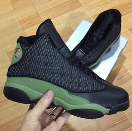 With box Air retro 13 XIII Men Basketball Shoes Athletics Basket Ball Man Sport Sneaker Shoes Olive Black Army Green White Size US8-US13